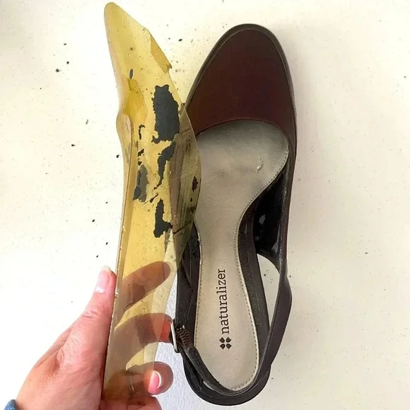 NIB NATURALIZER WOMEN'S ALENA BROWN LEATHER SLINGBACK HEELS Size 7WW NIB - Picture 12 of 16